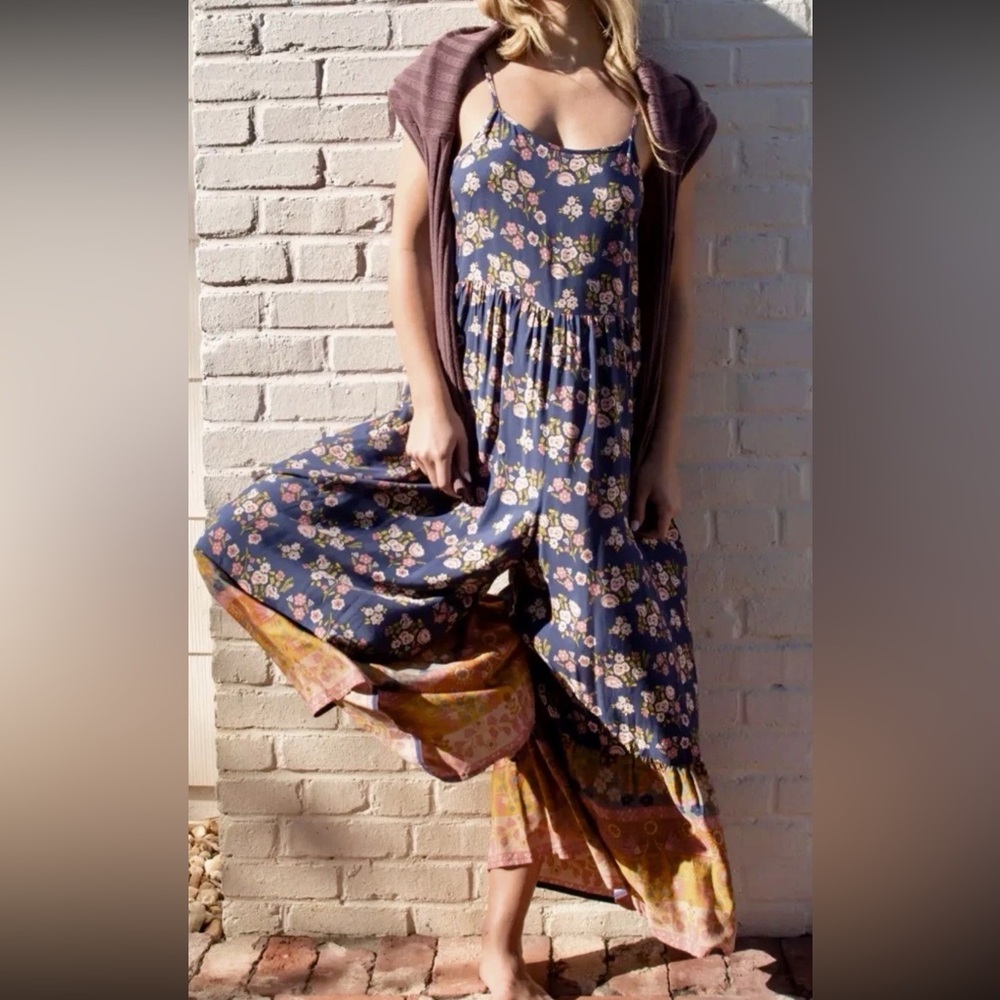 NATURAL LIFE Zoe Wide-Leg Jumpsuit- Slate Blooms Size XL NWT